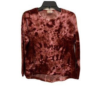 Baea Womens Tie Dye Mahogany Long Sleeve Blouse Top